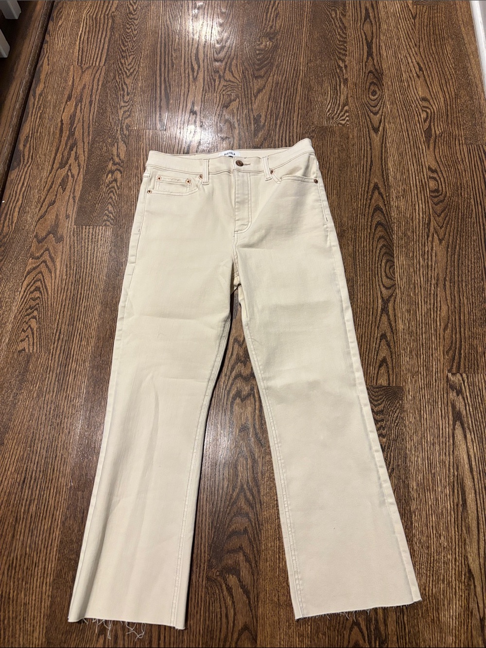Cream Cropped Lennon Jeans